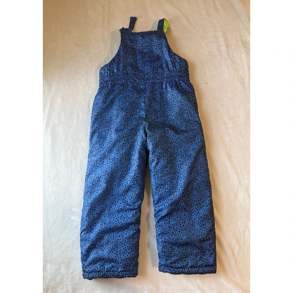 Carter's kids Size M 5-6 Blue Black Bib Ski Snow Pants Polka Dot Adjustable